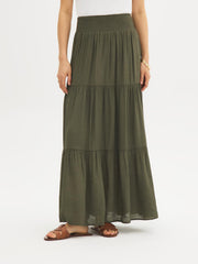 Tiered Smocked Maxi Skirt