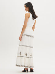 Cotton Embroidered Tiered Maxi Skirt