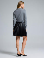 Faux Leather Pleated Mini Skirt