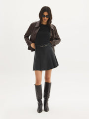 Belted Faux Leather Mini Skirt