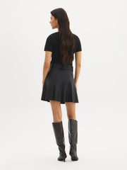 Belted Faux Leather Mini Skirt