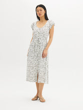 Leaf Print Button-Front Midi Dress