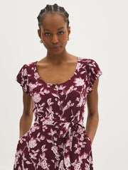 Floral Print Button-Front Midi Dress