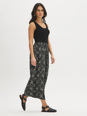 Scoop Neck Geo Print Midi Dress