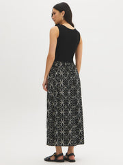 Scoop Neck Geo Print Midi Dress