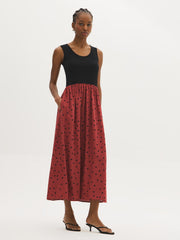 Scoop Neck Polka Dot Midi Dress
