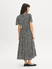 Ditsy Print V-Neck Midi Dress