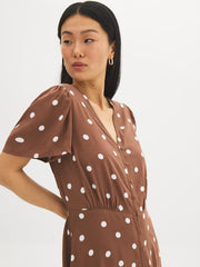 Polka Dot V-Neck Midi Dress