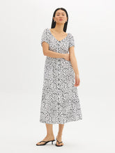 Printed Puff Sleeve Midi Dress
