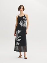 Leaf Print Mesh Midi Dress