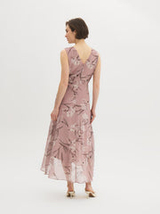 Floral Chiffon Wrap Midi Dress