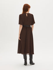 Polka Dot Chiffon Midi Dress