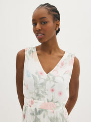 Floral V-Front Chiffon Midi Dress