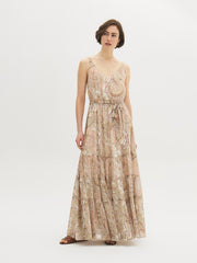 Paisley Tiered Chiffon Maxi Dress