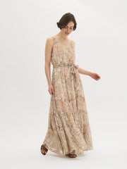 Paisley Tiered Chiffon Maxi Dress