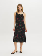 Strawberry Print Cowl Neck Mesh Dress