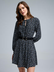 Ditsy Floral Front Ruffle Mini Dress