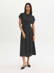 Polka Dot Midi Shirt Dress