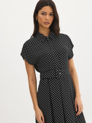 Polka Dot Midi Shirt Dress