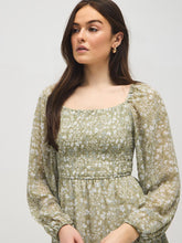Floral Print Smocked Mini Dress
