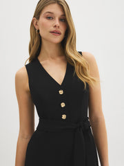 Straight-Leg Crepe Jumpsuit