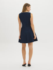 Cotton-Blend Denim Panel Dress