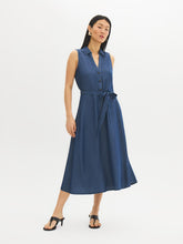 Sleeveless Denim Midi Shirt Dress