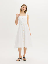 Cotton Denim Belted Midi Dress