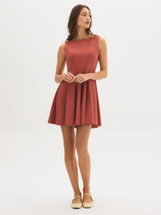 Sleeveless Boat Neck Mini Dress
