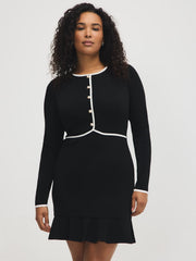 Contrast Trim Mini Sweater Dress