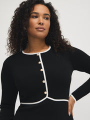 Contrast Trim Mini Sweater Dress