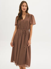 Geo Print Chiffon Midi Dress