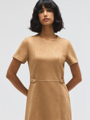 Short Sleeve Faux Suede Mini Dress