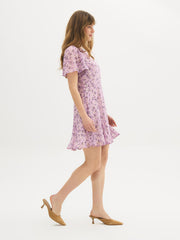 Printed Flutter Sleeve Mini Dress