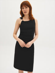 Asymmetric Ruched Midi Dress