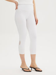 Cotton-Blend Crochet Capri Leggings