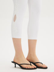 Cotton-Blend Crochet Capri Leggings