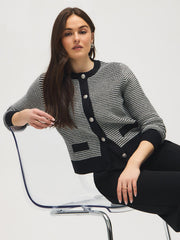 Tweed Button-Front Cardigan