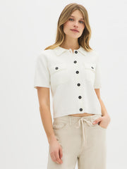 Short Sleeve Button-Front Cardigan
