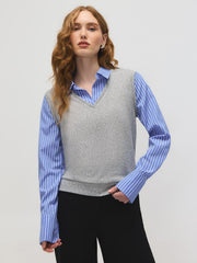 2-Fer Vest With Striped Blouse