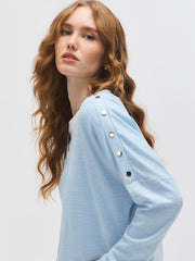 V-Neck Button-Detail Top