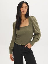 Cotton Square Neck Smocked Top