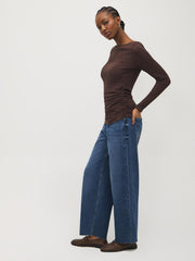 Boat Neck Ruched Top