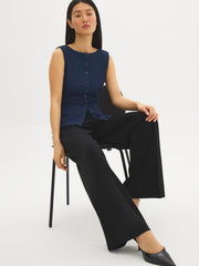 Boat Neck Button-Front Top
