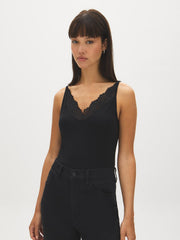 Cotton-Blend Lace-Trim Tank Top
