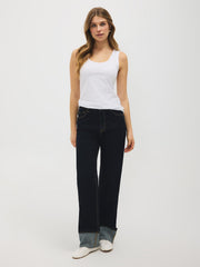 Cotton-Blend Scoop Neck Tank Top