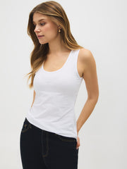 Cotton-Blend Scoop Neck Tank Top