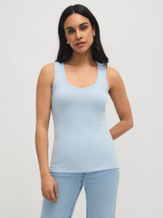 Cotton-Blend Scoop Neck Tank Top