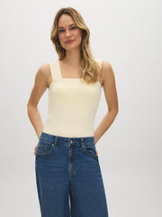 Cotton-Blend Thick Strap Tank Top
