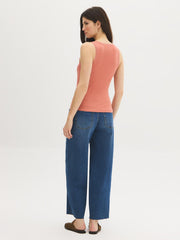 Cotton-Blend Lace V-Neck Top